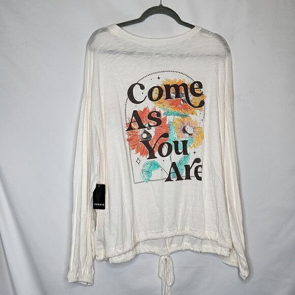 4X 26W Cream Come As You Are Double Graphic Tee Ying Yang Flowers 90s Peace drop - Picture 7 of 8